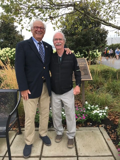 Pictured with 2020 inductee is hofamer Kirk Anderson, one of the finest tennis clinicians in America.